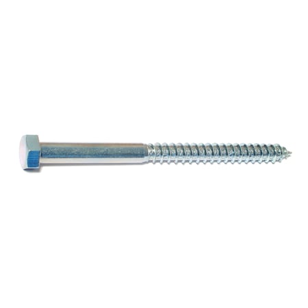 Midwest Fastener Lag Screw, 3/8 in, 5 in, Steel, Zinc Plated Hex Hex Drive, 6 PK 35043